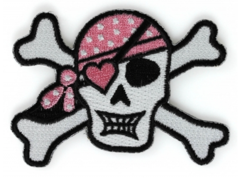 Heart Pink Bandana Skull and Cross Bones Patch